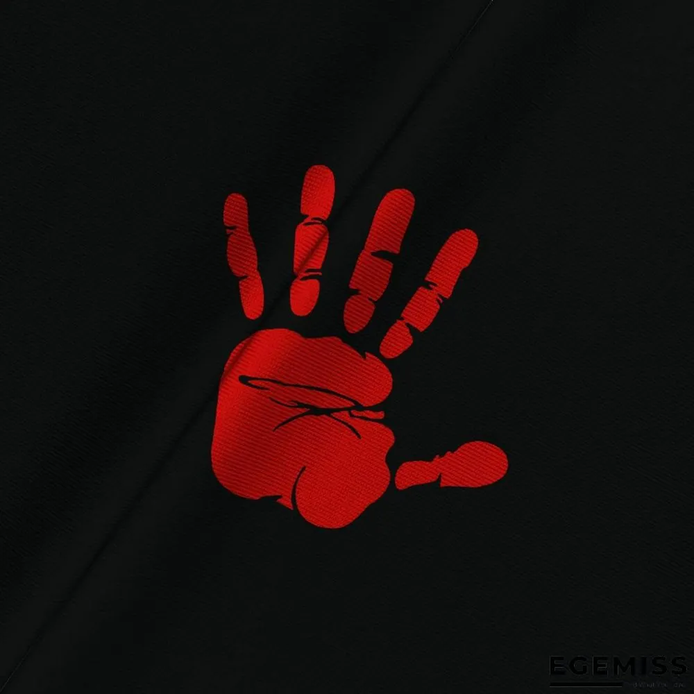 3D Digital Printed Red Hand Men's Casual Loose Short Sleeve T-shirt | EGEMISS
