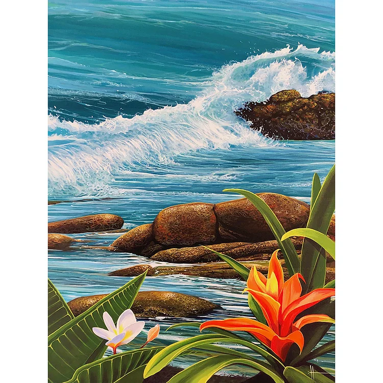 Ocean-side Spray - Full Round - Diamond Painting (30*40cm)