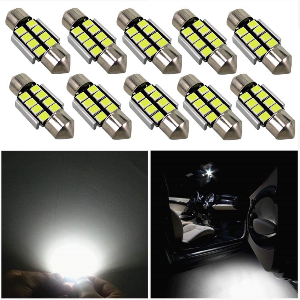 

10pcs White Car Vehicle LED Decoding Lamp Roof License Plate Light, 501 Original