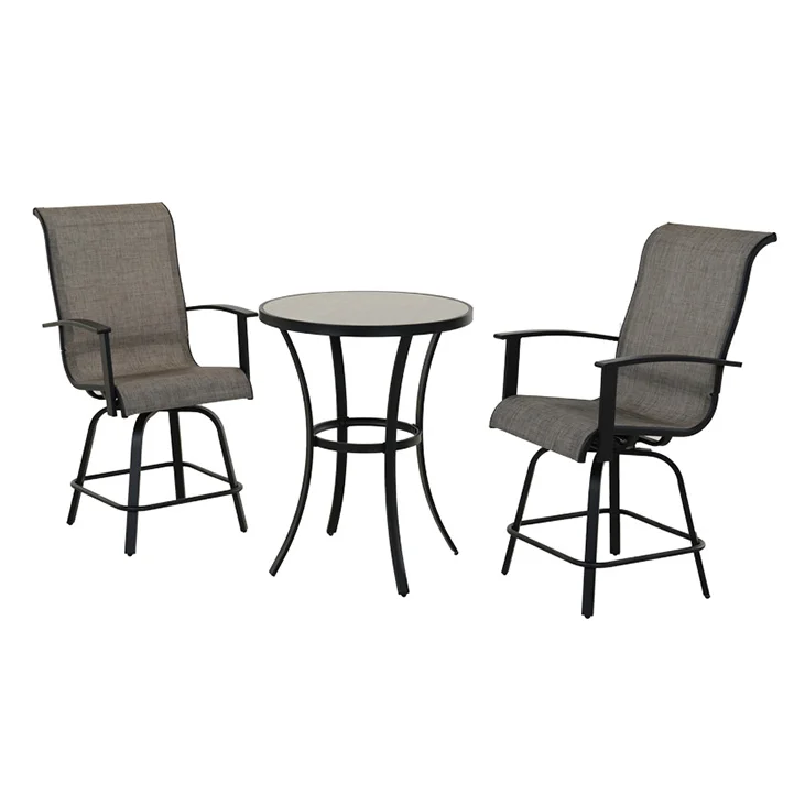 3 Piece High Foot Swivel Stool Bar Set with Rotation Function