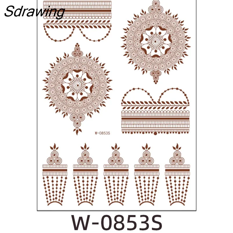 Sdrawing Henna Lace Temporary Tattoo Sticker Butterfly Mehndi Flower Fake Tattoo for Women Feather Flora Sexy Henna Design Stickers