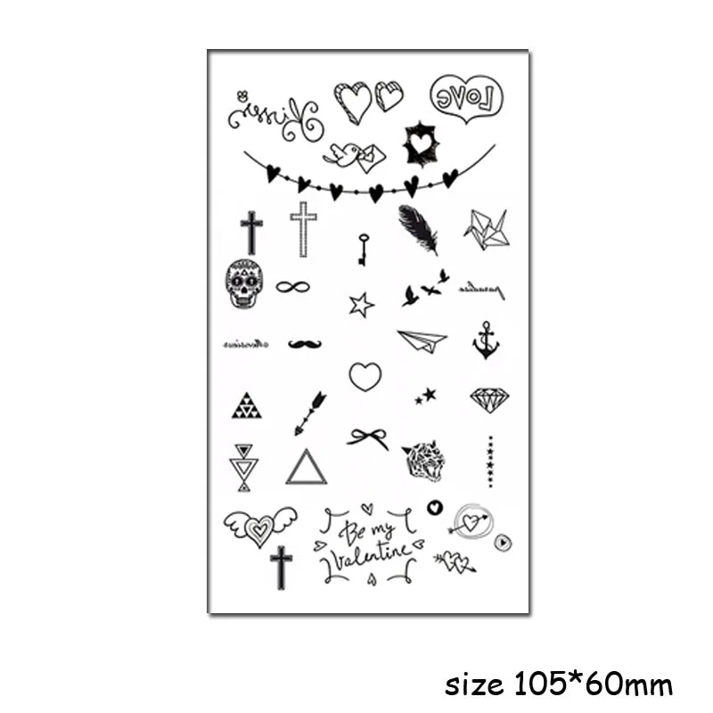 Temporary Tattoo Stickers Sexy Cross English Alphabet Line Fake Tatto Waterproof Tatoo Hand Leg Belly Small Size for Women Men
