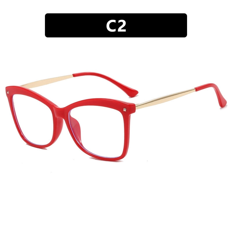 Cross-border Cat Eye Mi Nail Glasses Frame 2023 New Anti-blue Light Fashion Plain Glasses Women’s Ins Trendy Large Frame Glasses