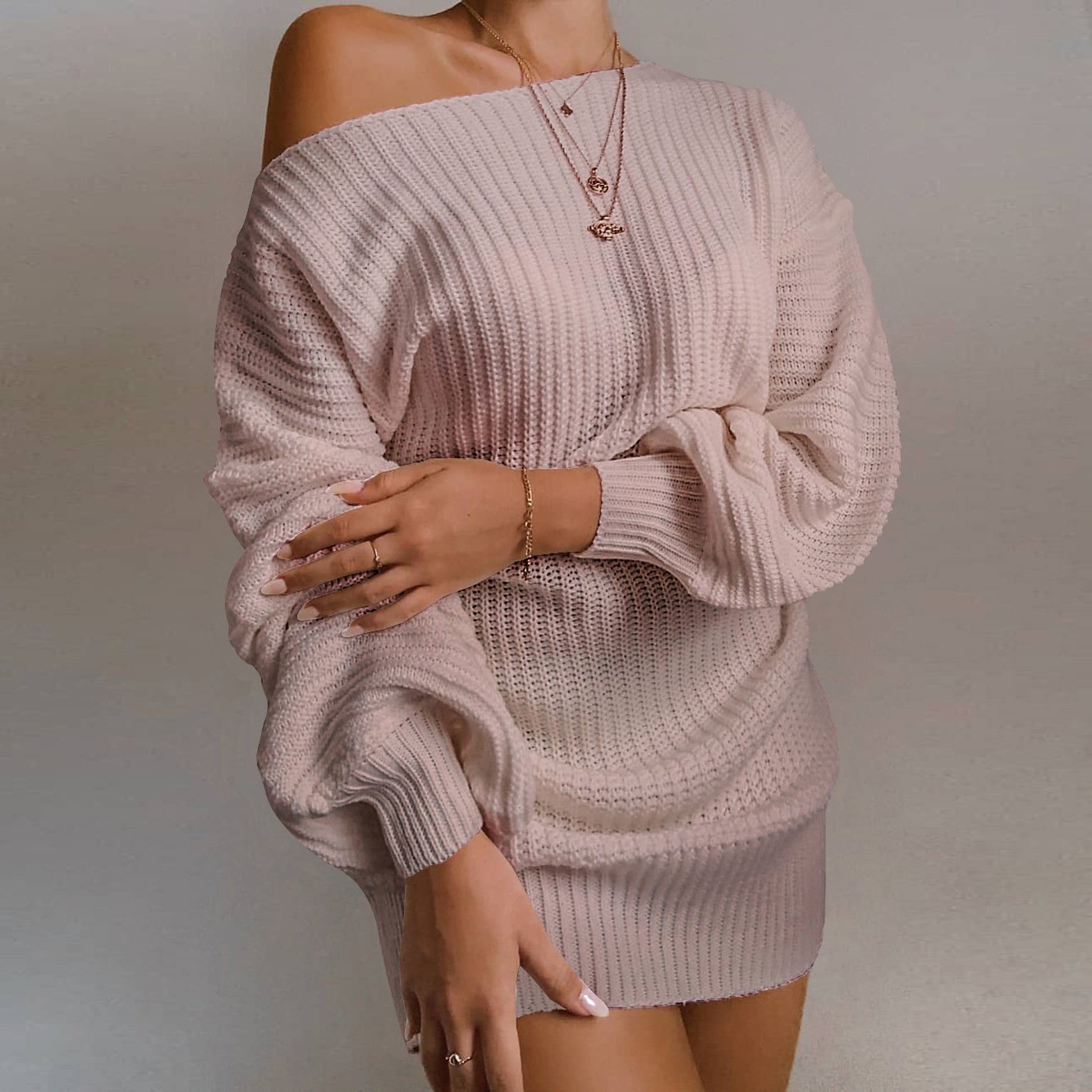 Rotimia Daily Off Shoulder Sweater Dress