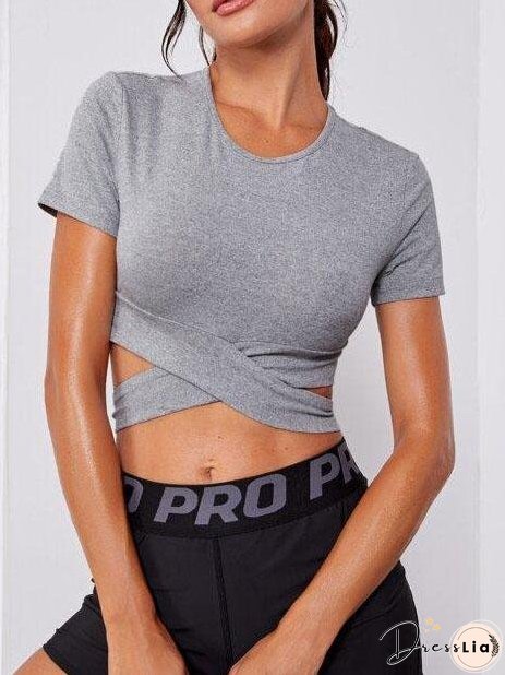 Criss Cross Tie Back Sports Tee for Women