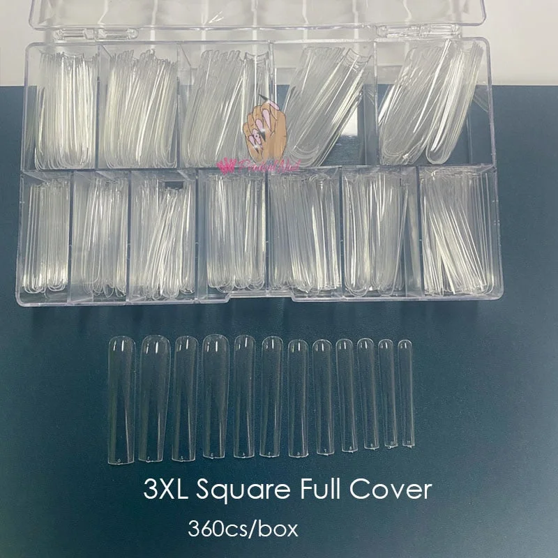 500pcs/box XXL Straight Square Extra Long Acrylic Nail Tips No C Curve Half Cover Artificial False Tip Nails Tool-Nail Inspo