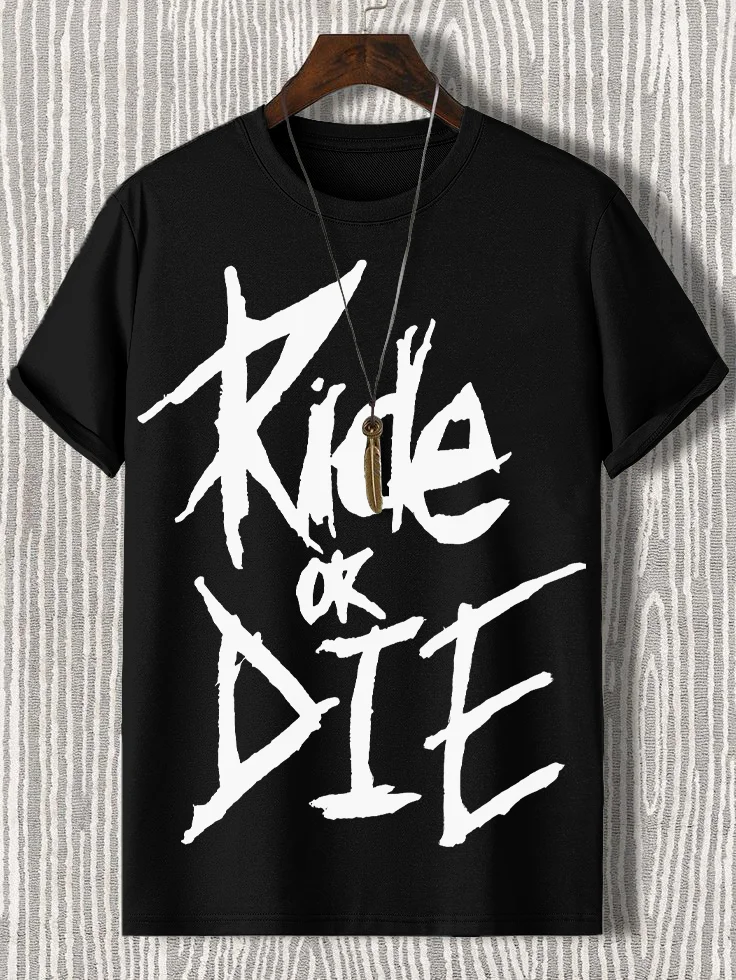 Men's Ride Or Die Outdoor Cycling Enthusiasts Print Cotton Casual T-Shirt