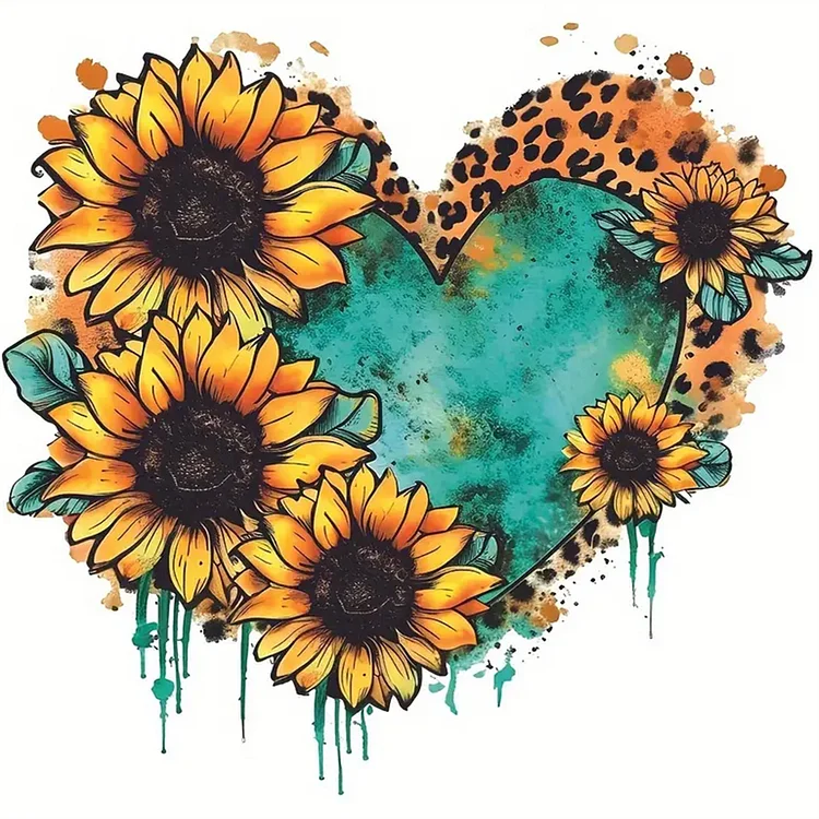 Sunflower Love Heart 30*30CM (Canvas) Full Round Drill Diamond Painting gbfke