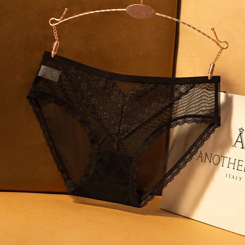 New Women's Underwear Sexy Lace Panties Fashion Hollow Out Comfort Briefs Low Waist Seamless Transparent Underpants  Lingerie
