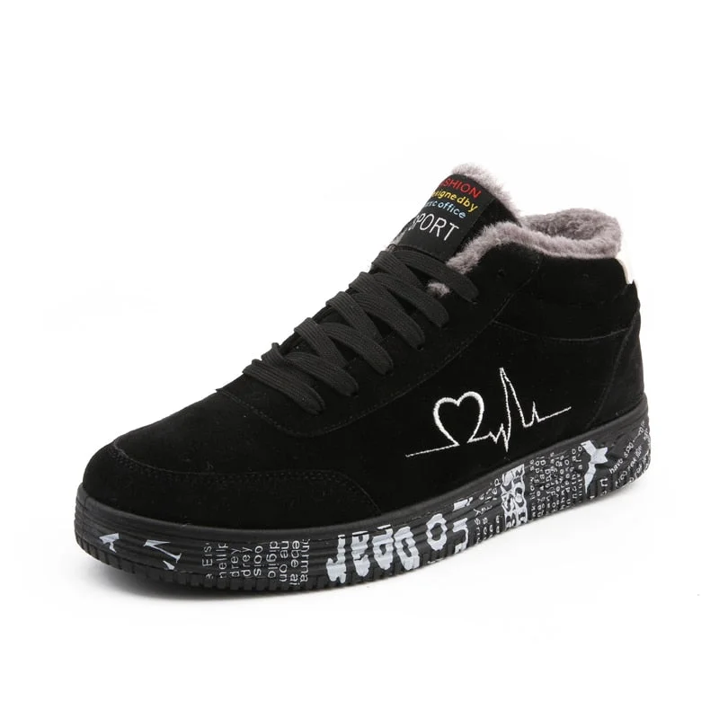 High Top Winter Sneakers Women Boots Man Fashion Black Red Canvas Vulcanize Shoes Woman Flats Unisex basket femme Big Size 35-44