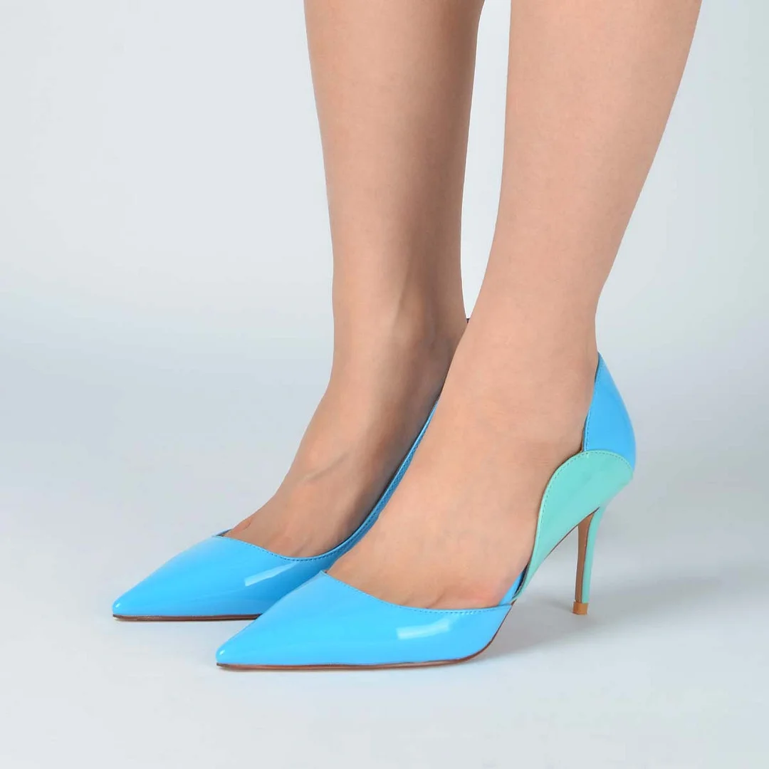Blue D'orsay Pumps 3-15 US Size Stiletto Heels
