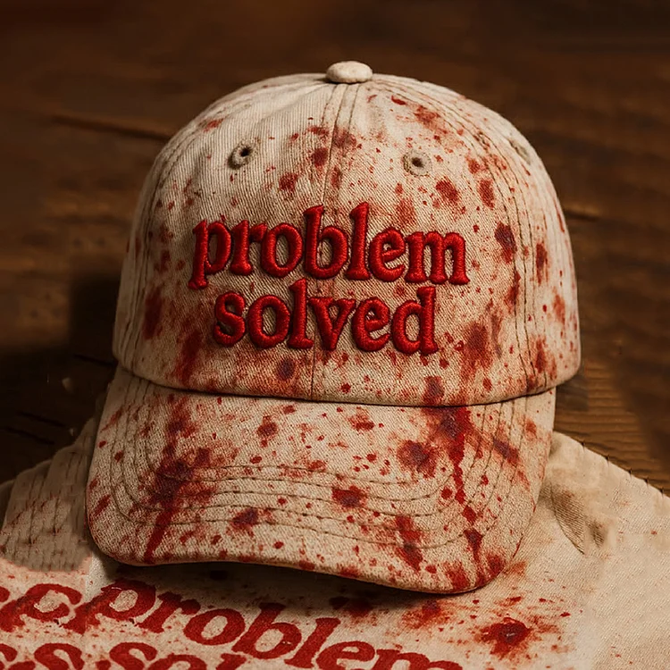 Unisex Bloody Problem Solved Halloween Blood Stain Embroidered  Hat