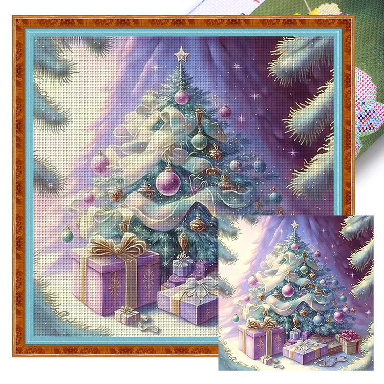 【Huacan Brand】Christmas Tree 11CT Stamped Cross Stitch 40*40CM