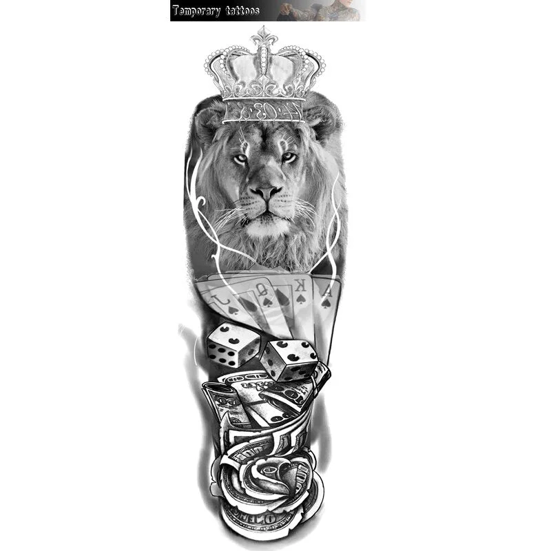  Temporary Tattoos Skeleton Hand For Men Women Horrer Adult Wolf Tiger Full Skull Totem Tatto Body Arm Legs Tattoos 921-1