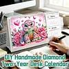 Turtle Diamond Art Monthly Flip Tabletop Calendar January 2027 - December 2028 Small Desktop Calendar Planner 24 Months for Living Room Bedroom Office Desk Gift Giving