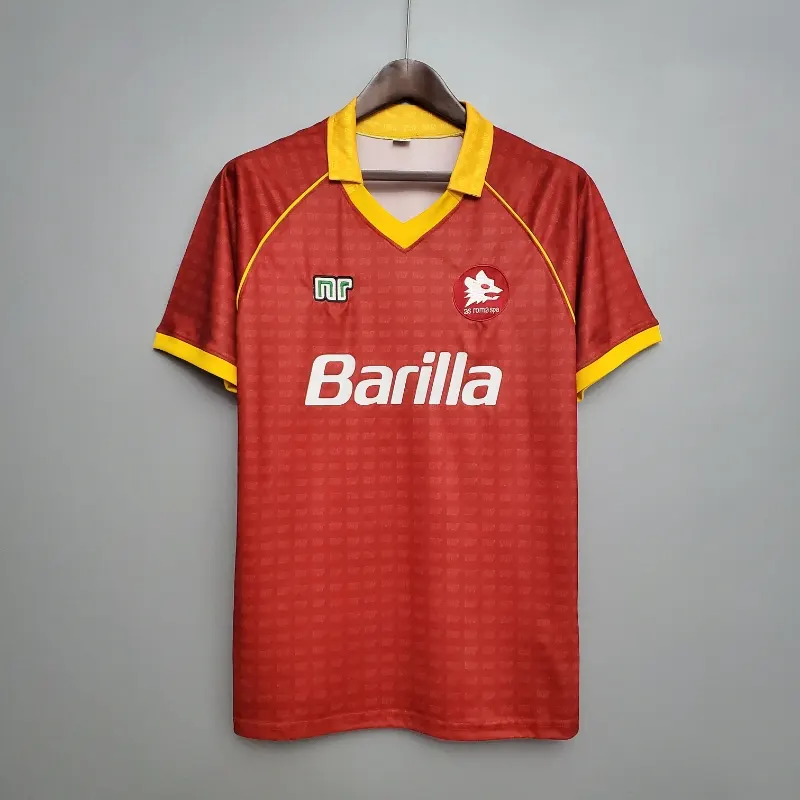 Retro 1990-91 Roma Soccer Jersey Home
