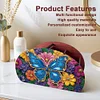 (US Local)DIY Gem Butterfly Design Wooden Diamond Painting Makeup Brush Storage Box Kit