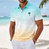 Men's Gradient Hawaiian Short Polo Shirts by Inlyline