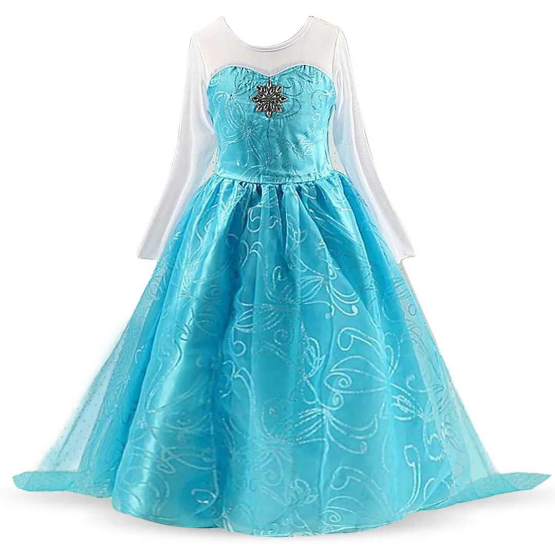 Dresses For Girls Princess Queen Cosplay Kids Costume Snowflake Henderson Party Dress Vestidos Children Girls Clothing