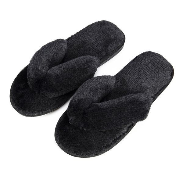 Winter Indoor Warm Slippers Cotton Plush Women Flip Flops Flat Fur Slippers - Shop Trendy Women's Fashion | TeeYours