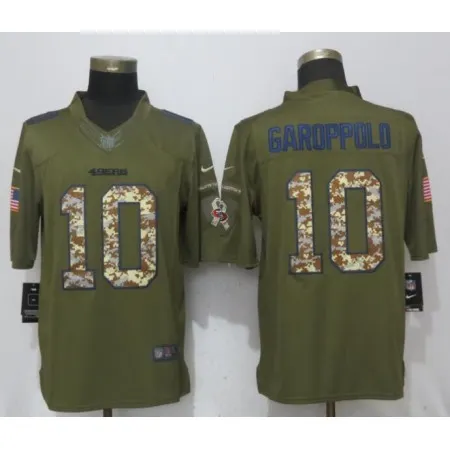 Men's San Francisco 49ers #10 Jimmy Garoppolo Green Salute To Service Limited Stitched NFL Jersey