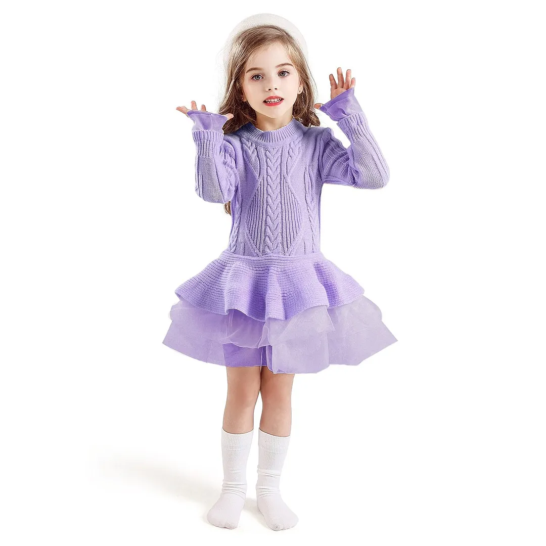 New Year Girls Knitted Dress Autumn Winter Clothes Reindeer Kids Dress for Little Girl Princess Cotton Warm Christmas Dresses