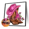 Bottes de cowboy-plein rond diamant peinture-30 * 30cm