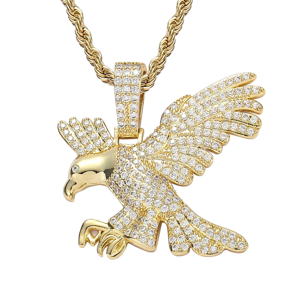 Unisex Hip Hop Iced Out 5A CZ Eagle Gold/Silver Pendants