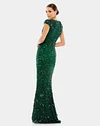 Embellished V Neck Cap Sleeve Gown