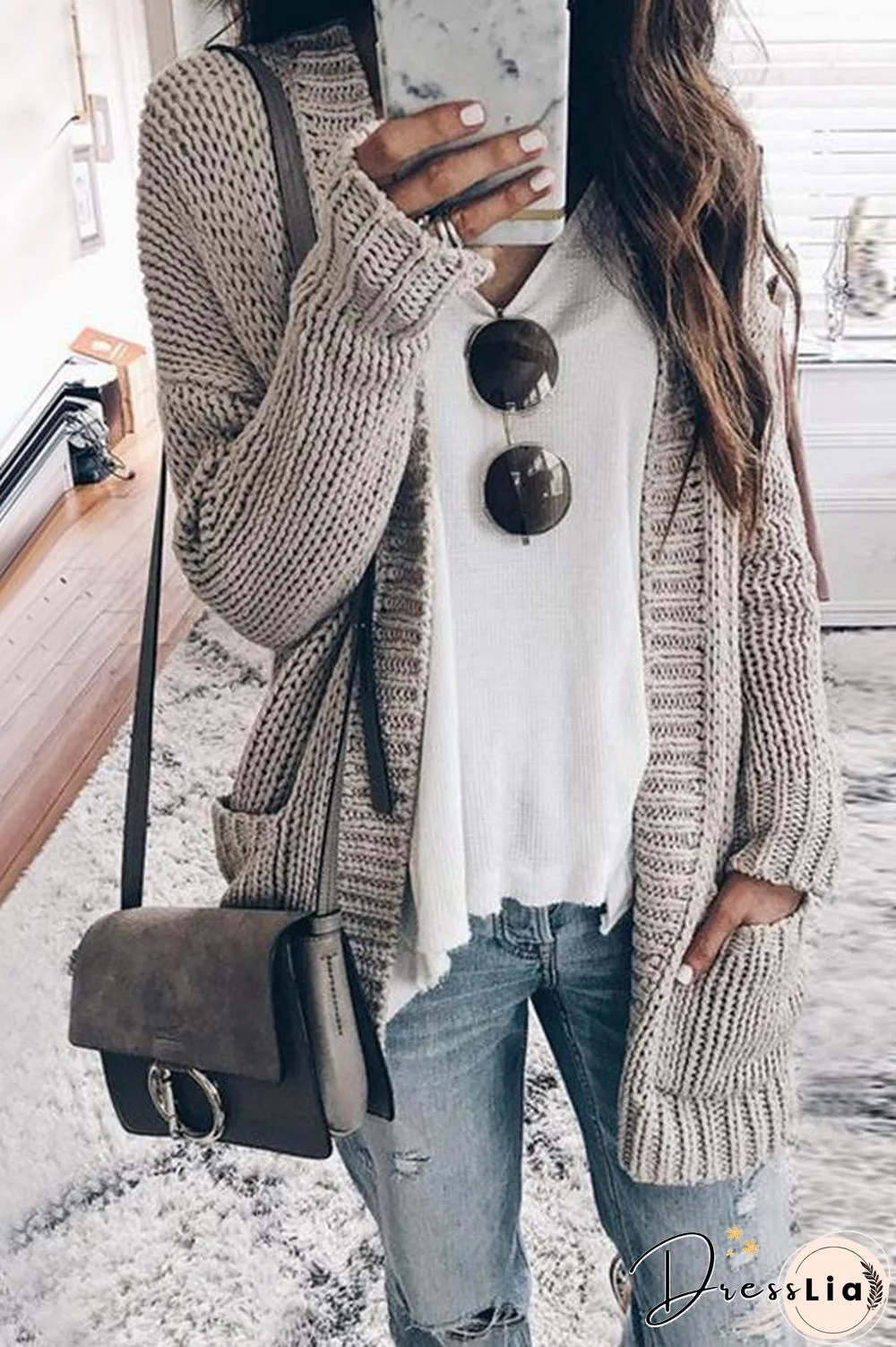 Loose Chunky Knit Cardigan P13376