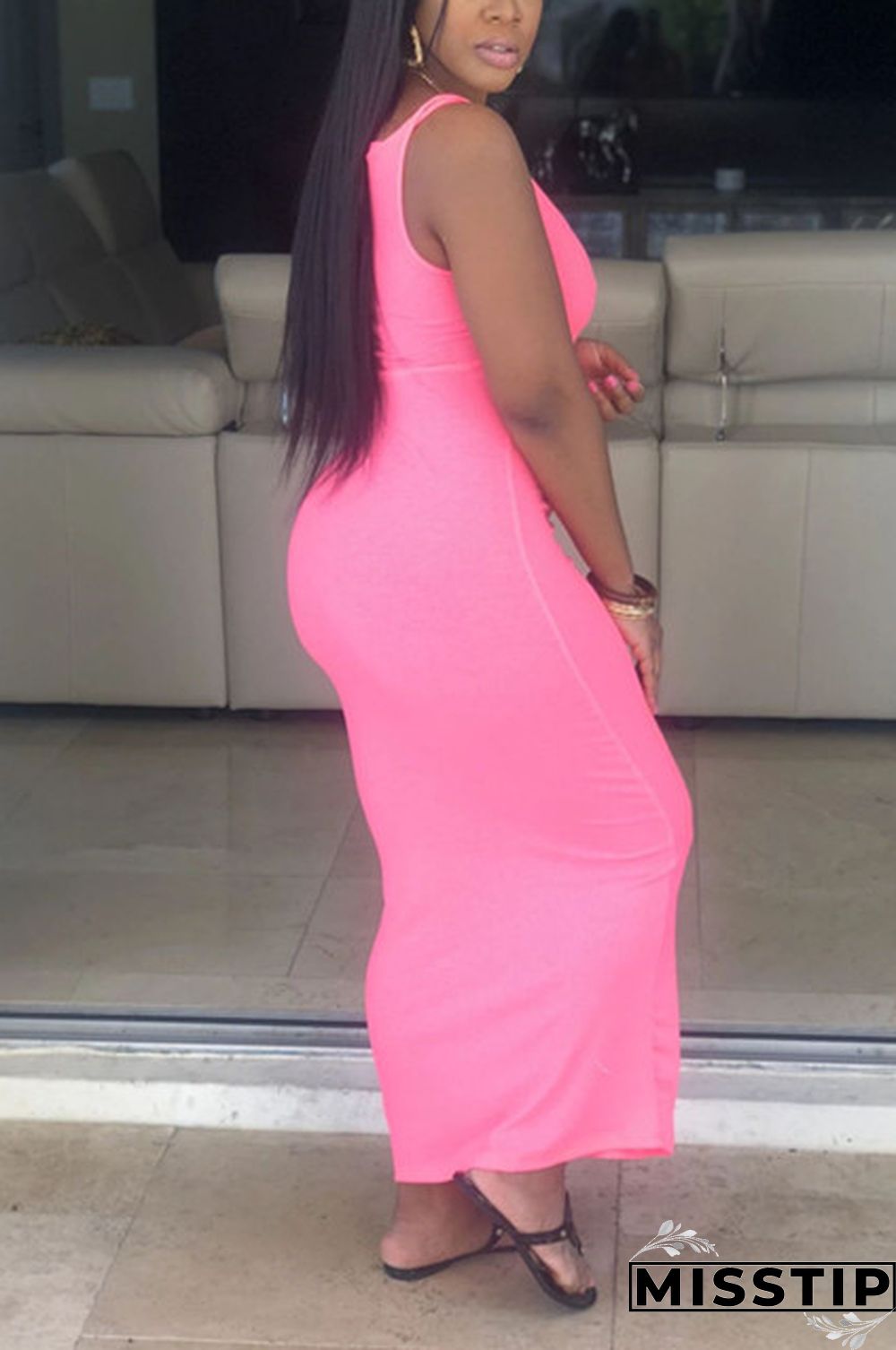 Pink Sexy Fashion Sling Slim Dress