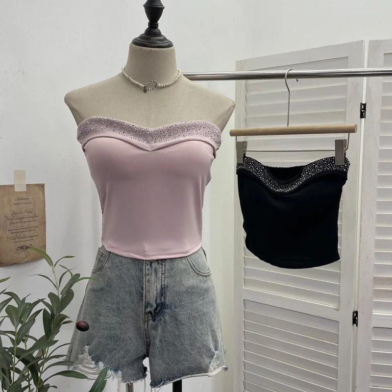 Uveng Design Sense Of Small Heavy Industry Drilled With Chest Pad Inside The Bottom Of The Coat Short Vest Woman 8029