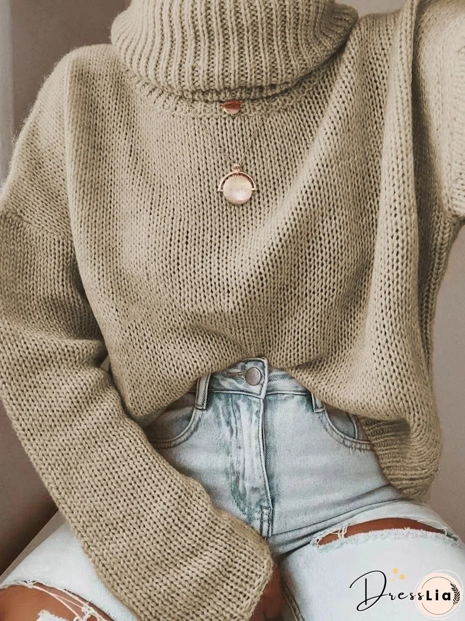 Women's Sweaters Commuter OL Turtleneck Bare Back Sweater