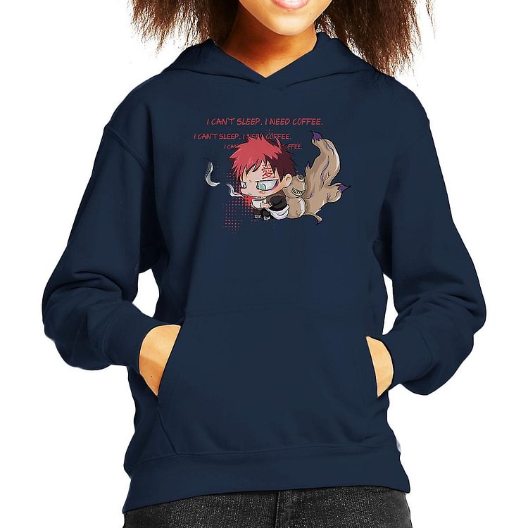 Gaara Needs Coffee Naruto Kid's Hooded Sweatshirt