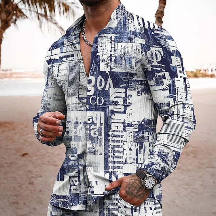 Men's Fashion Street Trend Stand Collar Shirt 12582626TO