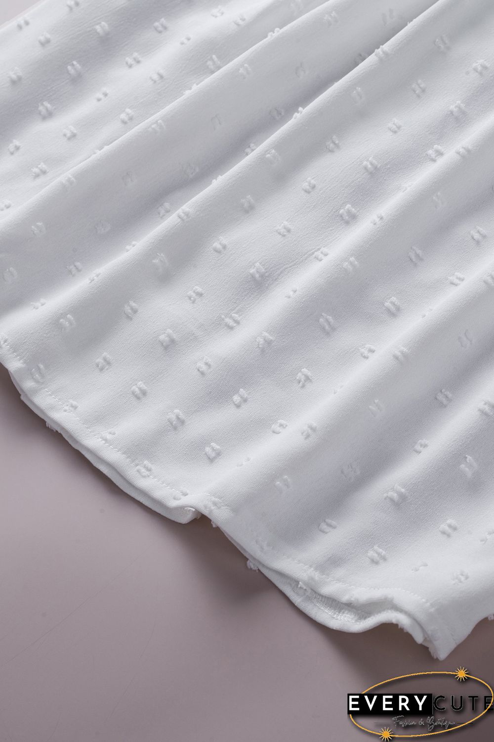 White Swiss Dot Lace Splicing Short Sleeve Top