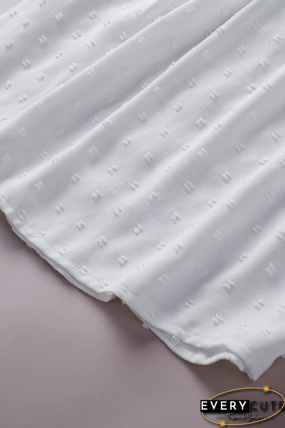White Swiss Dot Lace Splicing Short Sleeve Top