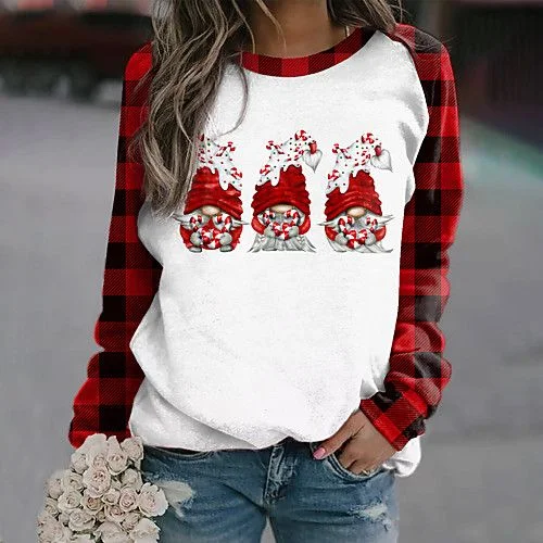 Santa Claus Printed Plaid Women's Sweatshirt