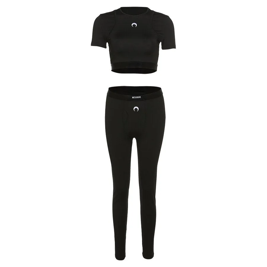 Nibber Two Piece Set Women Spring Summer Women Two Piece Set Gym Short Sleeve Top Skinny Leggings Fitness Tracksuit Sportwear