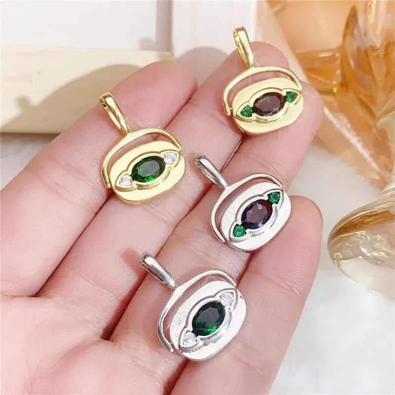 1 Piece 18.5*13.3MM Copper Zircon Geometric Heart Shape Flower Polished Pendant Jewelry Accessories