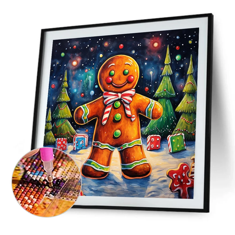 Partial AB Diamond Painting - Full Round Drill - Gingerbread Man(Canvas|45*45cm)