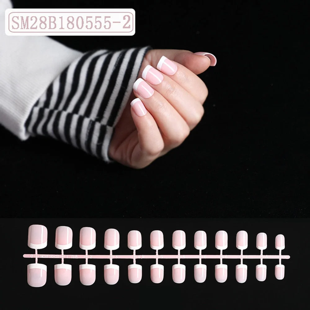 1set/24pcs French Fake Nails Matte /UV False Nail Detachable tips Nail Extension Manicure Art Press On Fake False Nails Beauty-Nail Inspo