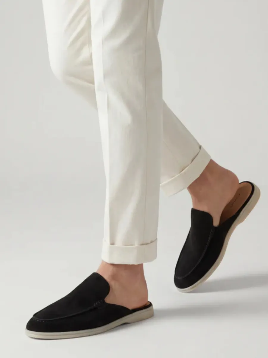 Men's Leather Slip-On Mules &ndash; Yacht Loafers &ndash; Black &ndash; view 2