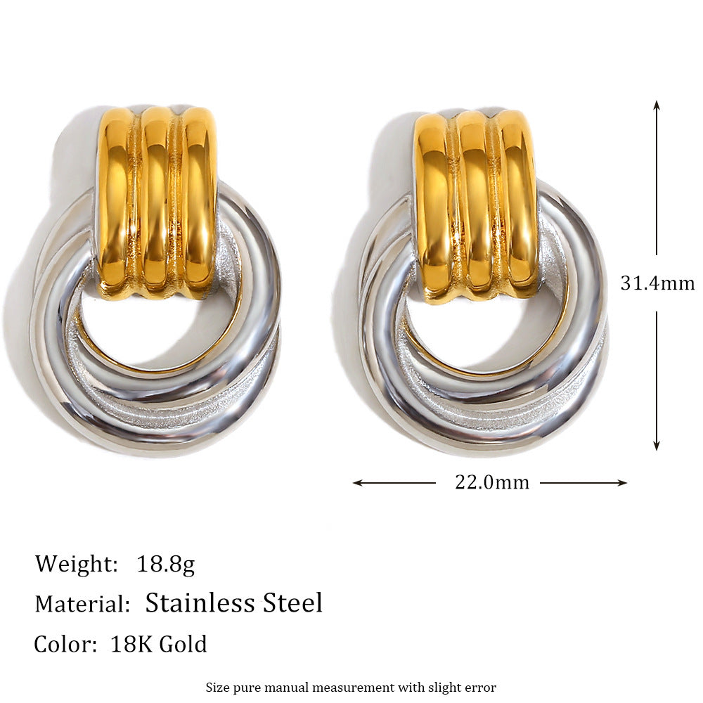 Personalized Popular Earrings Stainless Steel 18K Gold Plated Flower Frame Circle Pearl Earrings For Women