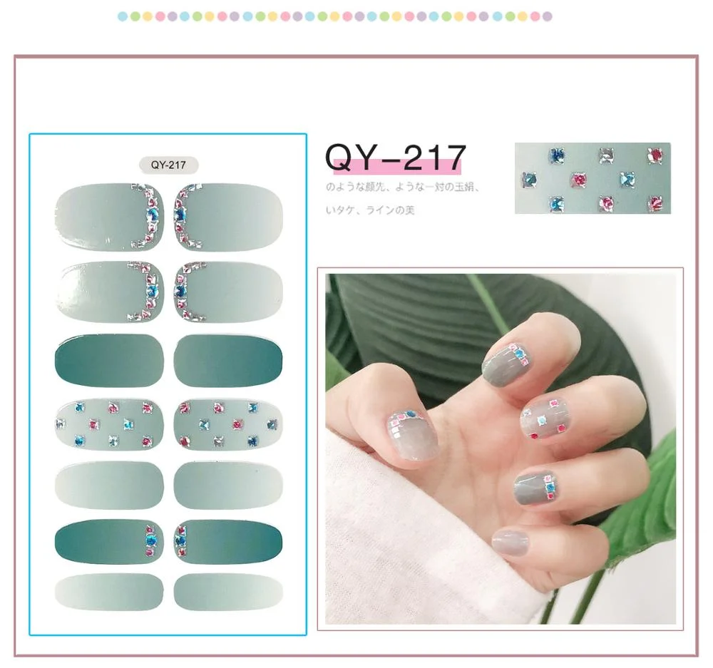 ENDRRFLLA Glitter Decorative Floral Nail Stickers Gray Water Transfer Polish Items Nail Art Decals 2020 New Design Nail Art 1pc-Nail Inspo