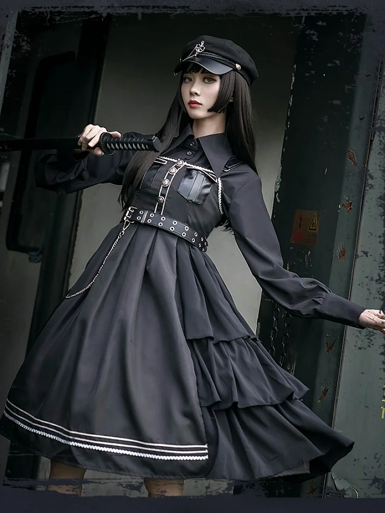 Black Lord Night Military Lolita JSK Dress Novameme