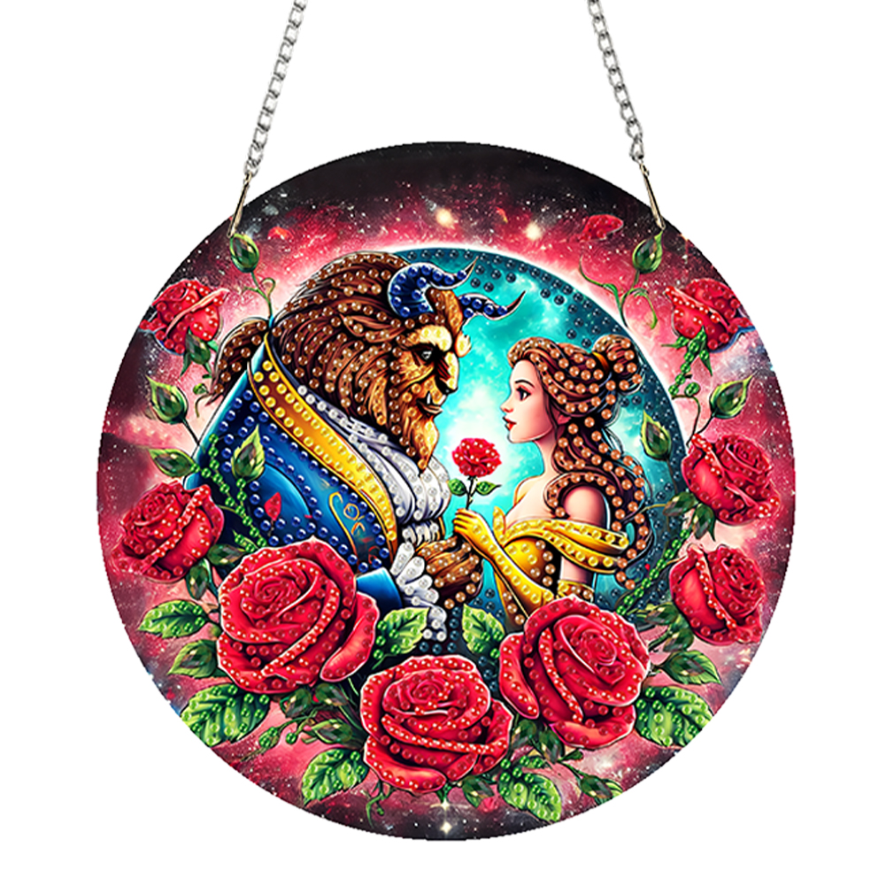 Acrylic Special Shape Beauty and The Beast Diamond Painting Art Pendants