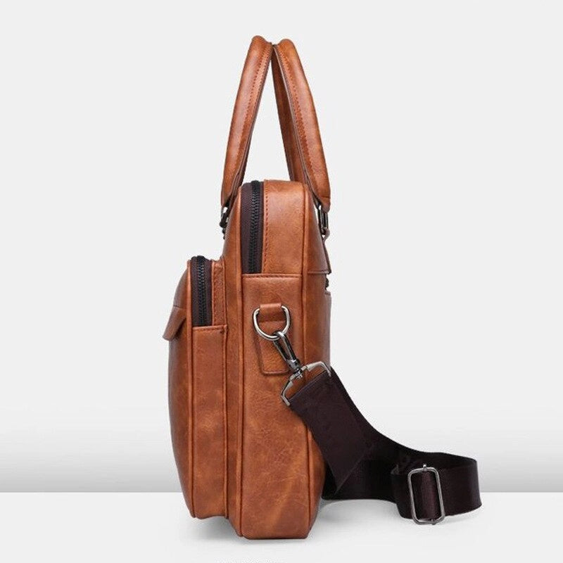 High Quality Men’s Handbag Business Office Leisure Crossbody Shoulder Bag Leather Bag Large Capacity Fashion Briefcase