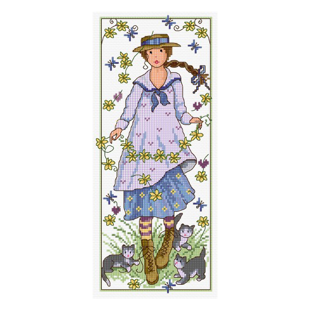 

Girl - 11CT Stamped Cross Stitch - 30*70CM (Big Size), 501 Original