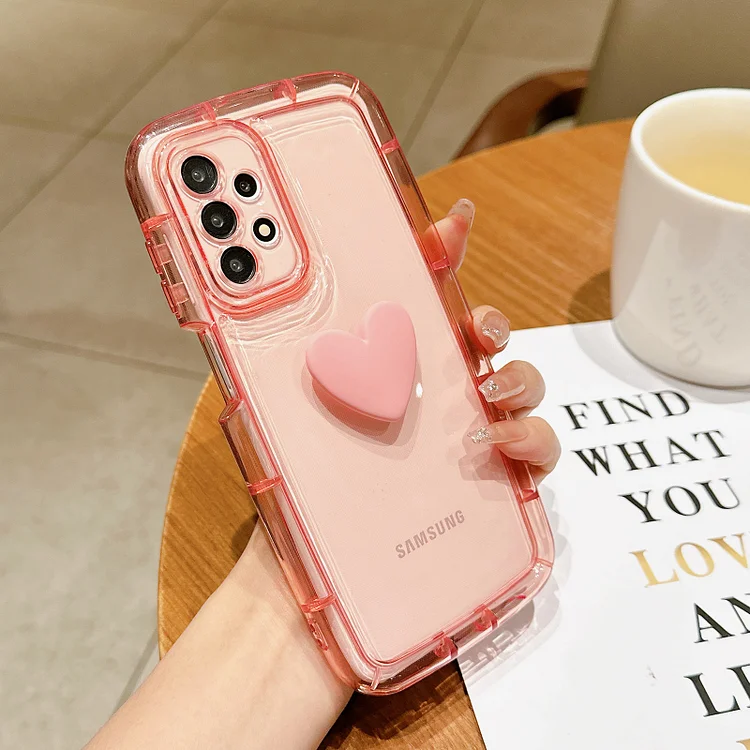  Love Heart Clear Case For Samsung S23 Ultra S22 S21 Plus A23 A13 A14 A34 A54 A32 A52 A51 A71 A72 Shockproof Soft TPU Cover